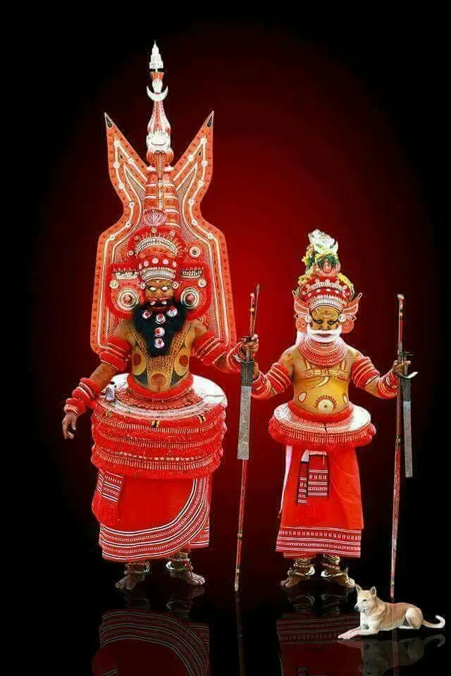 Original supplied photograph showing the two traditional Theyyam forms, presented without alteration